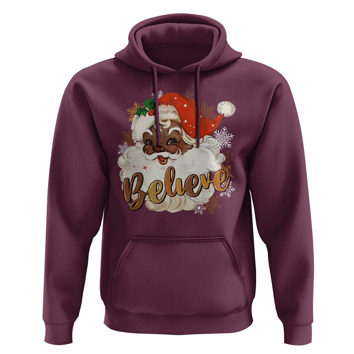 Funny Retro Black Santa Christmas Hoodie Believe African American Xmas