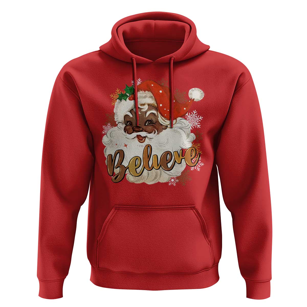 Funny Retro Black Santa Christmas Hoodie Believe African American Xmas