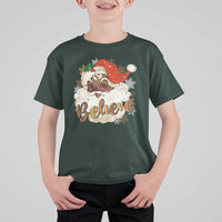 Funny Retro Black Santa Christmas T Shirt For Kid Believe African American Xmas - Wonder Print Shop
