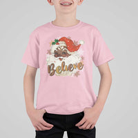 Funny Retro Black Santa Christmas T Shirt For Kid Believe African American Xmas - Wonder Print Shop