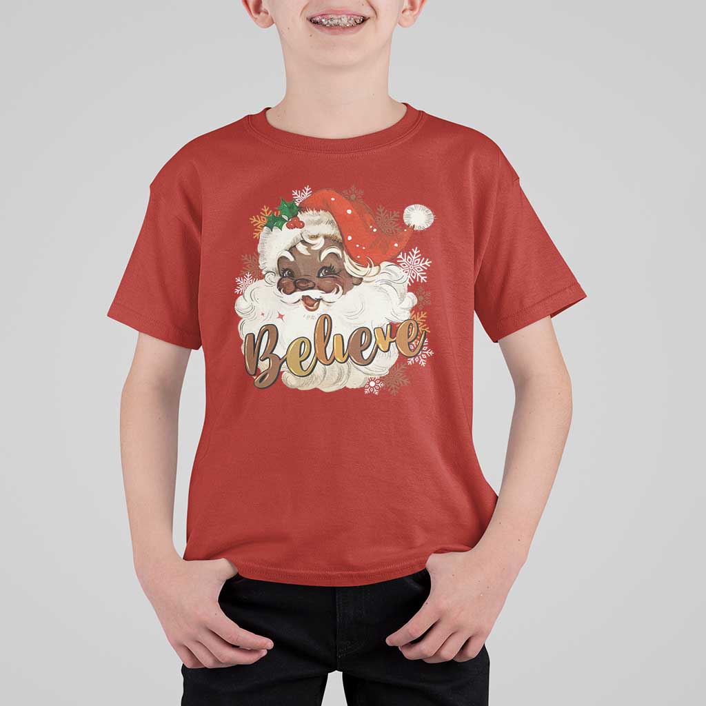 Funny Retro Black Santa Christmas T Shirt For Kid Believe African American Xmas - Wonder Print Shop