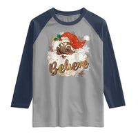 Funny Retro Black Santa Christmas Raglan Shirt Believe African American Xmas - Wonder Print Shop