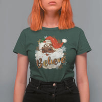 Funny Retro Black Santa Christmas T Shirt For Women Believe African American Xmas - Wonder Print Shop