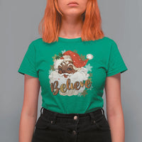 Funny Retro Black Santa Christmas T Shirt For Women Believe African American Xmas - Wonder Print Shop