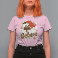 Funny Retro Black Santa Christmas T Shirt For Women Believe African American Xmas - Wonder Print Shop