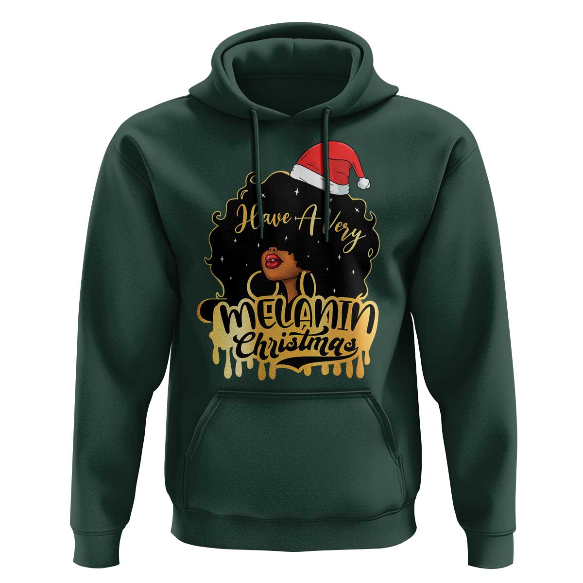 Have A Melanin Christmas African American Santa Girl Xmas Hoodie