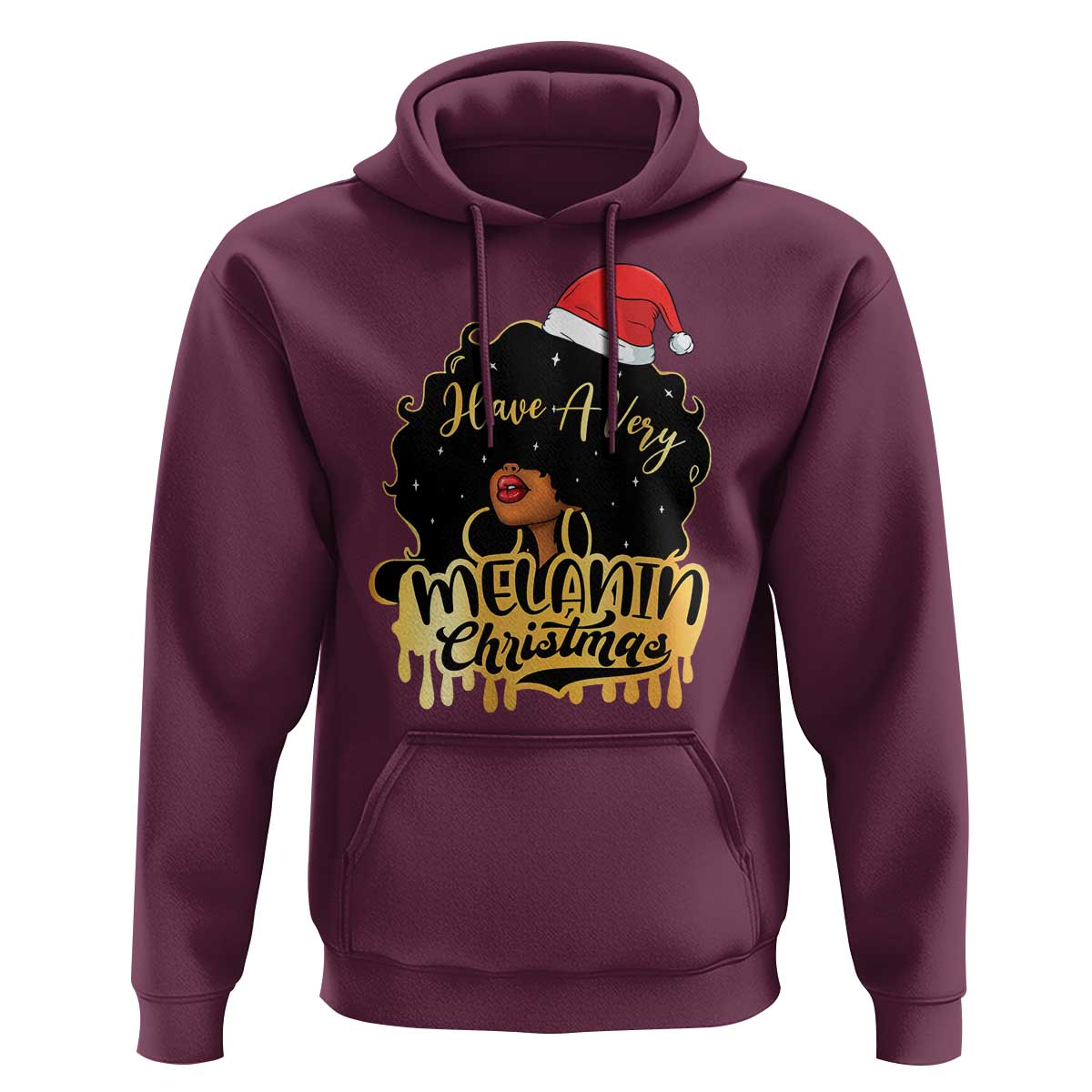 Have A Melanin Christmas African American Santa Girl Xmas Hoodie
