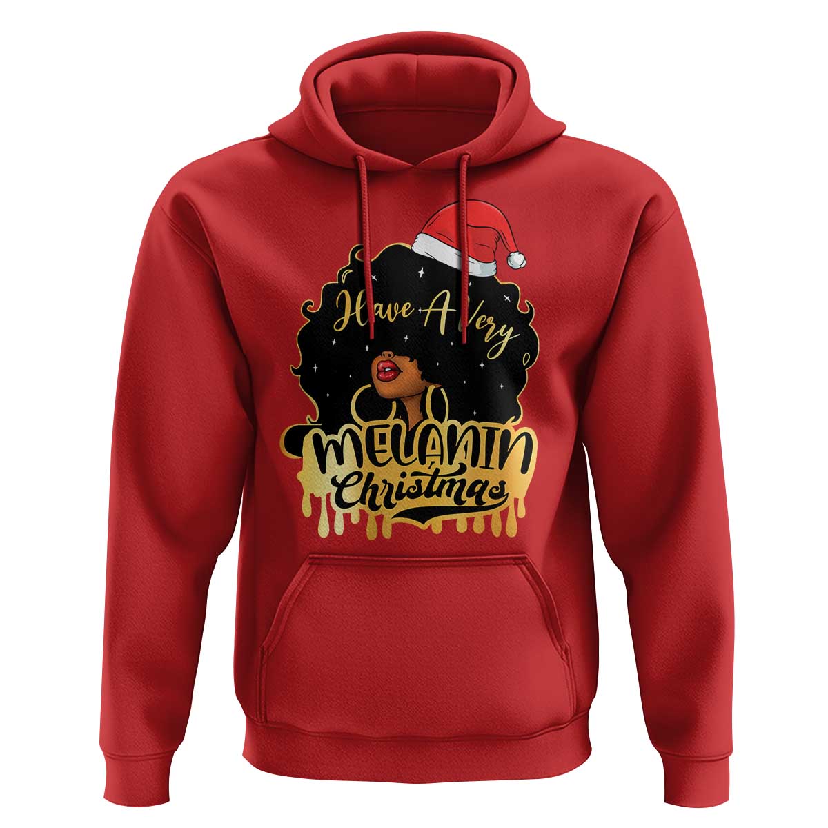 Have A Melanin Christmas African American Santa Girl Xmas Hoodie