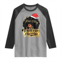 Have A Melanin Christmas African American Santa Girl Xmas Raglan Shirt - Wonder Print Shop