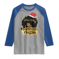 Have A Melanin Christmas African American Santa Girl Xmas Raglan Shirt - Wonder Print Shop