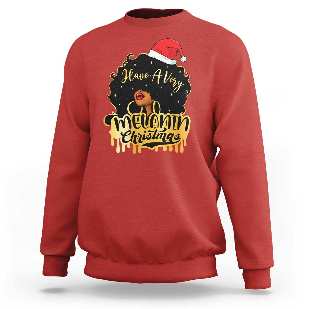 Have A Melanin Christmas African American Santa Girl Xmas Sweatshirt - Wonder Print Shop