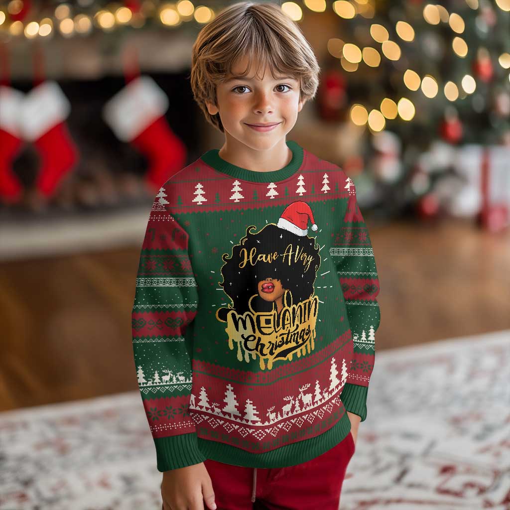 Have A Melanin Christmas African American Santa Girl Xmas Ugly Christmas Sweater - Wonder Print Shop