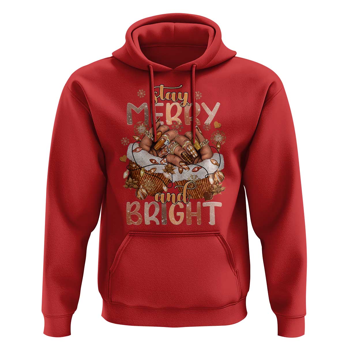 Funny African American Christmas Hoodie Stay Merry And Bright Black Melanin Girl
