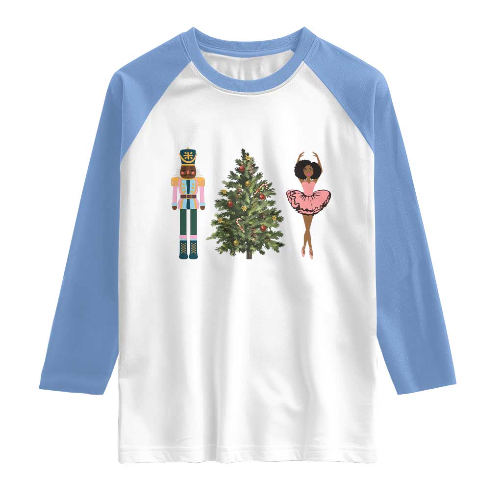 Funny Black Ballerina Nutcracker African American Christmas Raglan Shirt - Wonder Print Shop