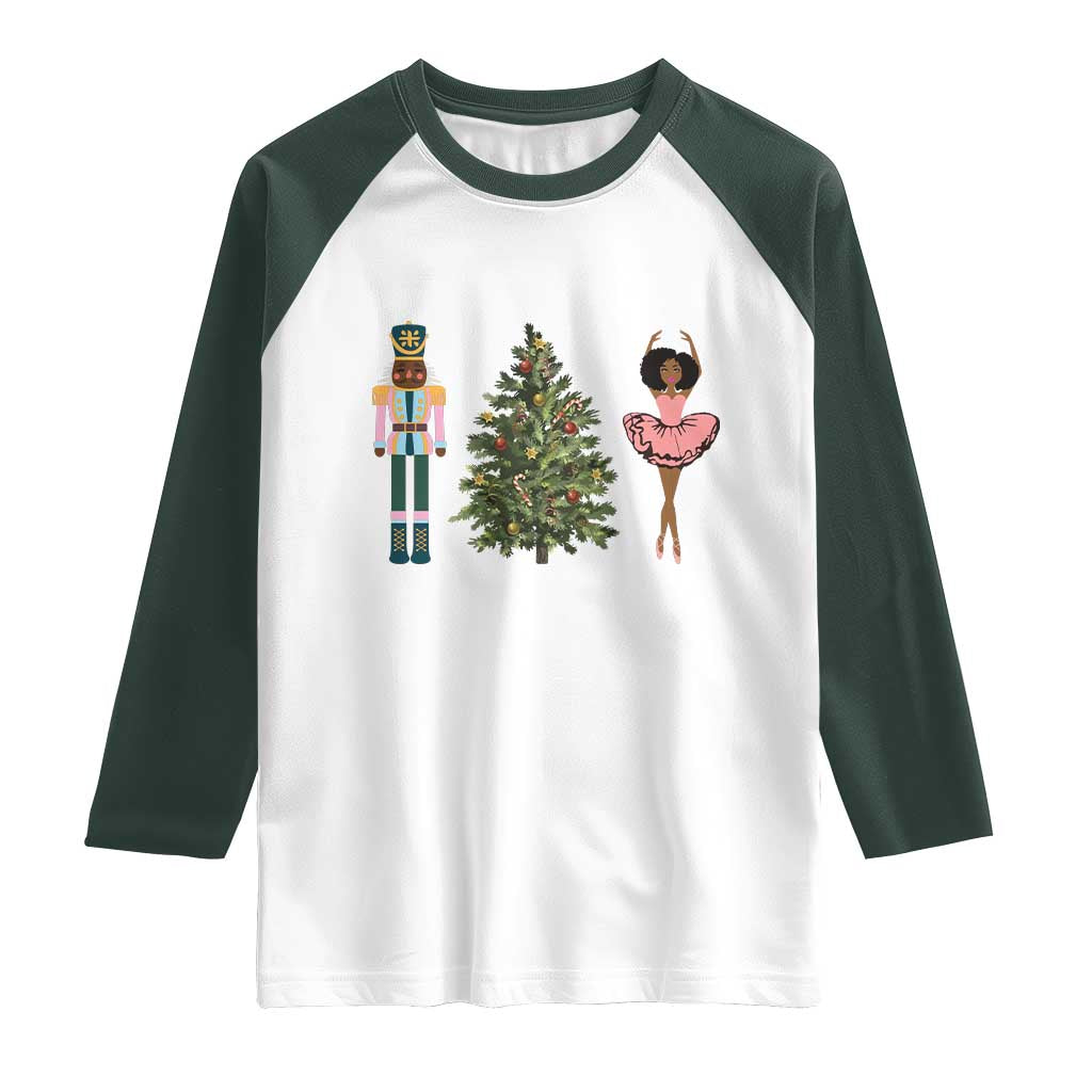 Funny Black Ballerina Nutcracker African American Christmas Raglan Shirt - Wonder Print Shop