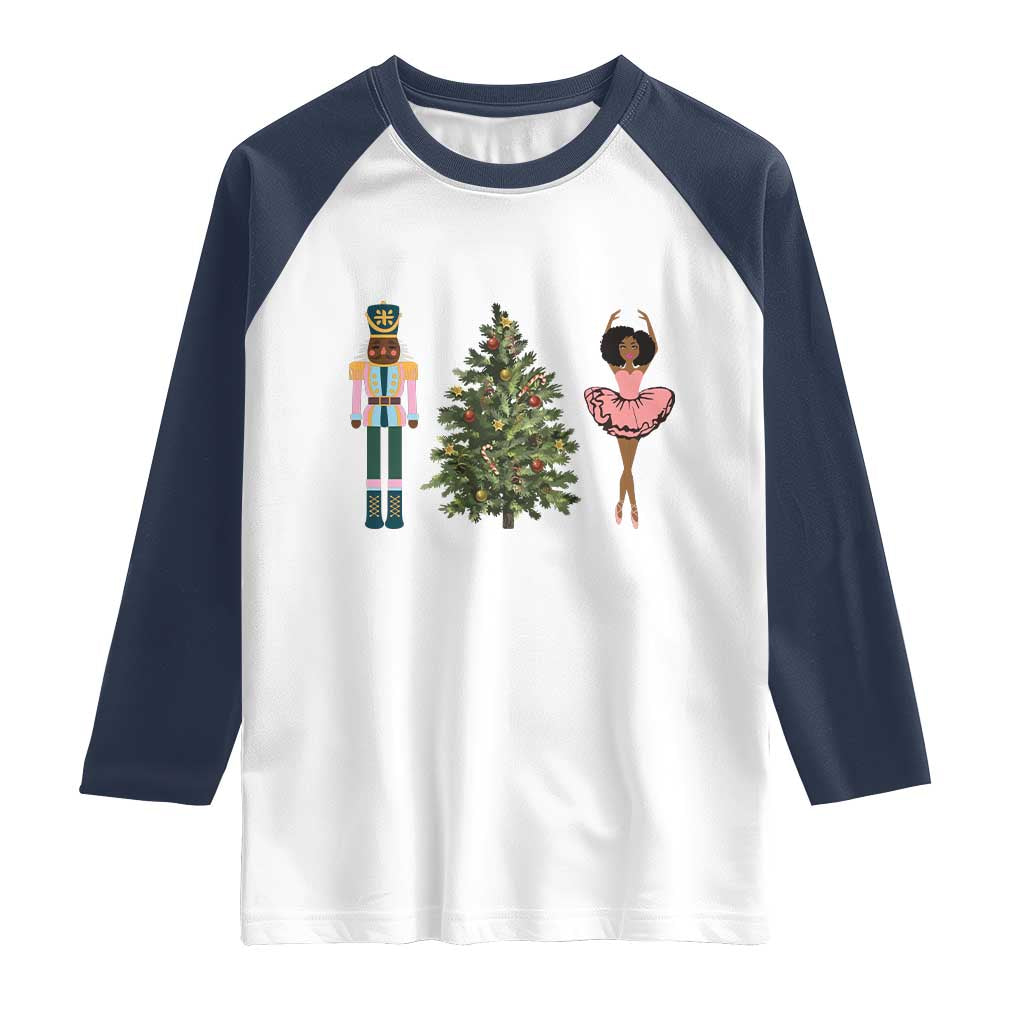 Funny Black Ballerina Nutcracker African American Christmas Raglan Shirt - Wonder Print Shop