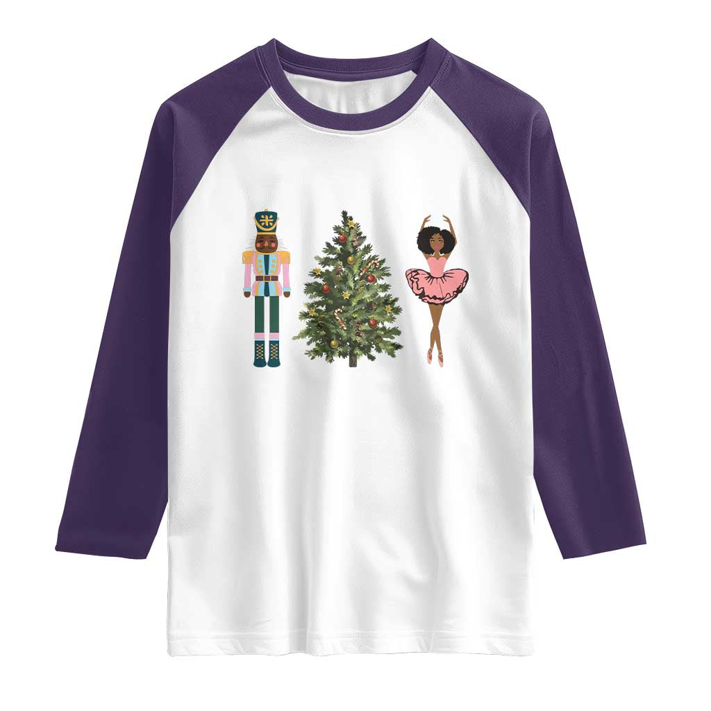 Funny Black Ballerina Nutcracker African American Christmas Raglan Shirt - Wonder Print Shop