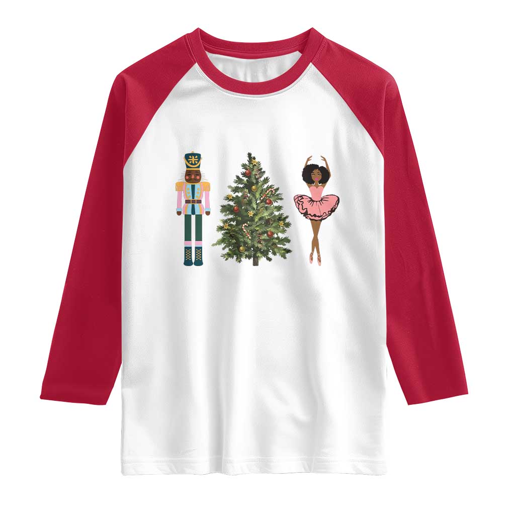 Funny Black Ballerina Nutcracker African American Christmas Raglan Shirt - Wonder Print Shop