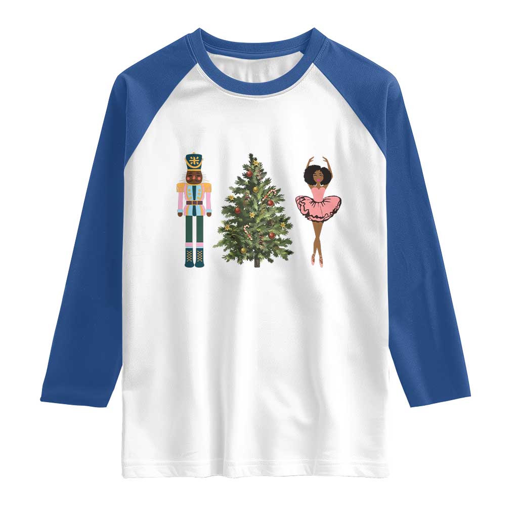 Funny Black Ballerina Nutcracker African American Christmas Raglan Shirt - Wonder Print Shop