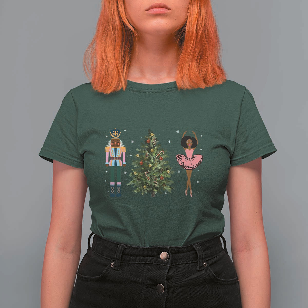 Funny Black Ballerina Nutcracker African American Christmas T Shirt For Women - Wonder Print Shop