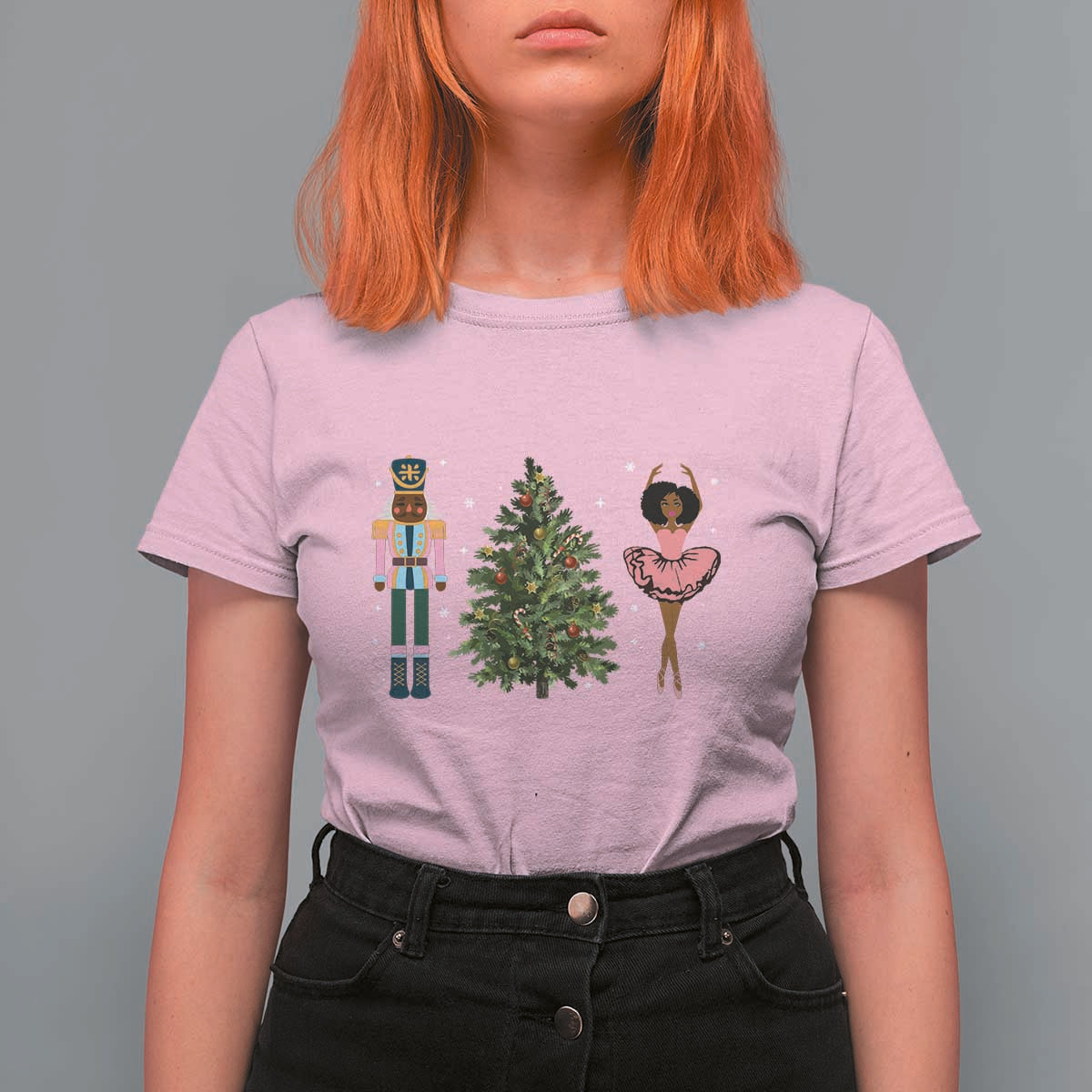 Funny Black Ballerina Nutcracker African American Christmas T Shirt For Women - Wonder Print Shop