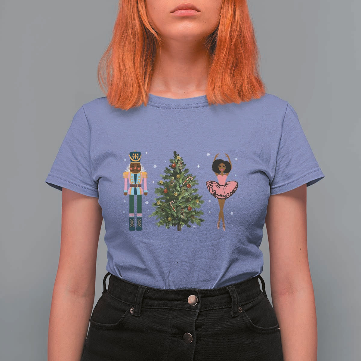 Funny Black Ballerina Nutcracker African American Christmas T Shirt For Women - Wonder Print Shop