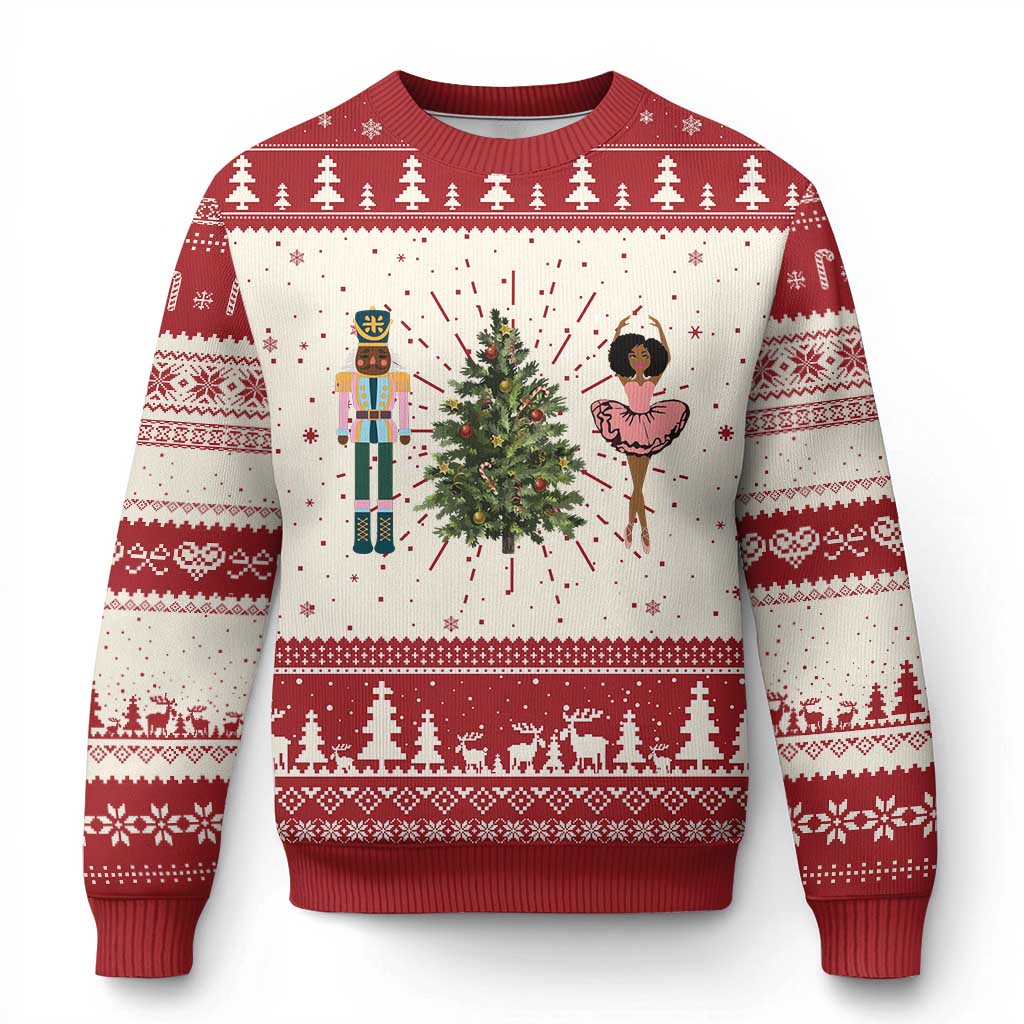 Funny Black Ballerina Nutcracker African American Christmas Ugly Christmas Sweater - Wonder Print Shop