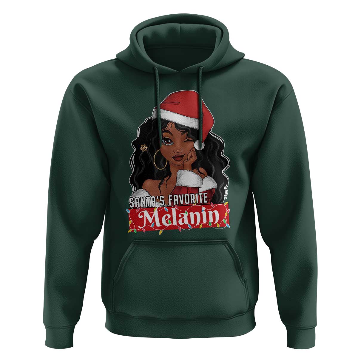 African American Christmas Hoodie Santa's Favorite Melanin Santa Girl