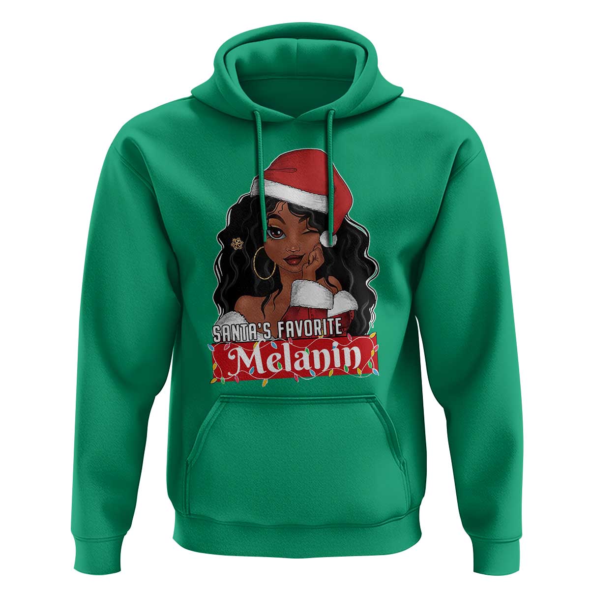 African American Christmas Hoodie Santa's Favorite Melanin Santa Girl