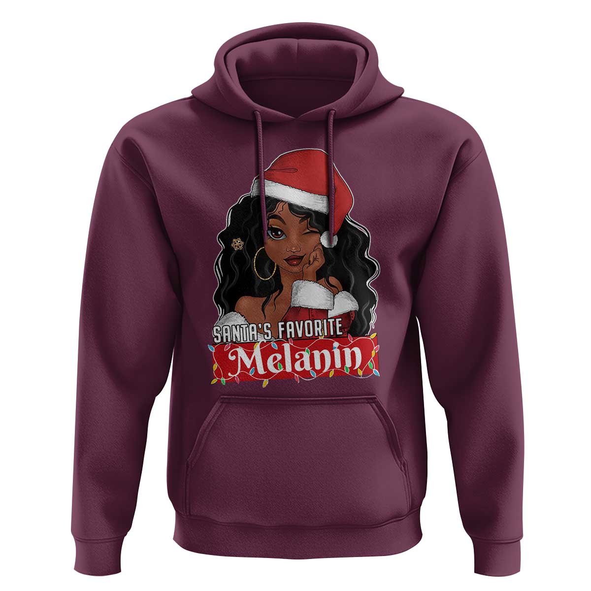 African American Christmas Hoodie Santa's Favorite Melanin Santa Girl