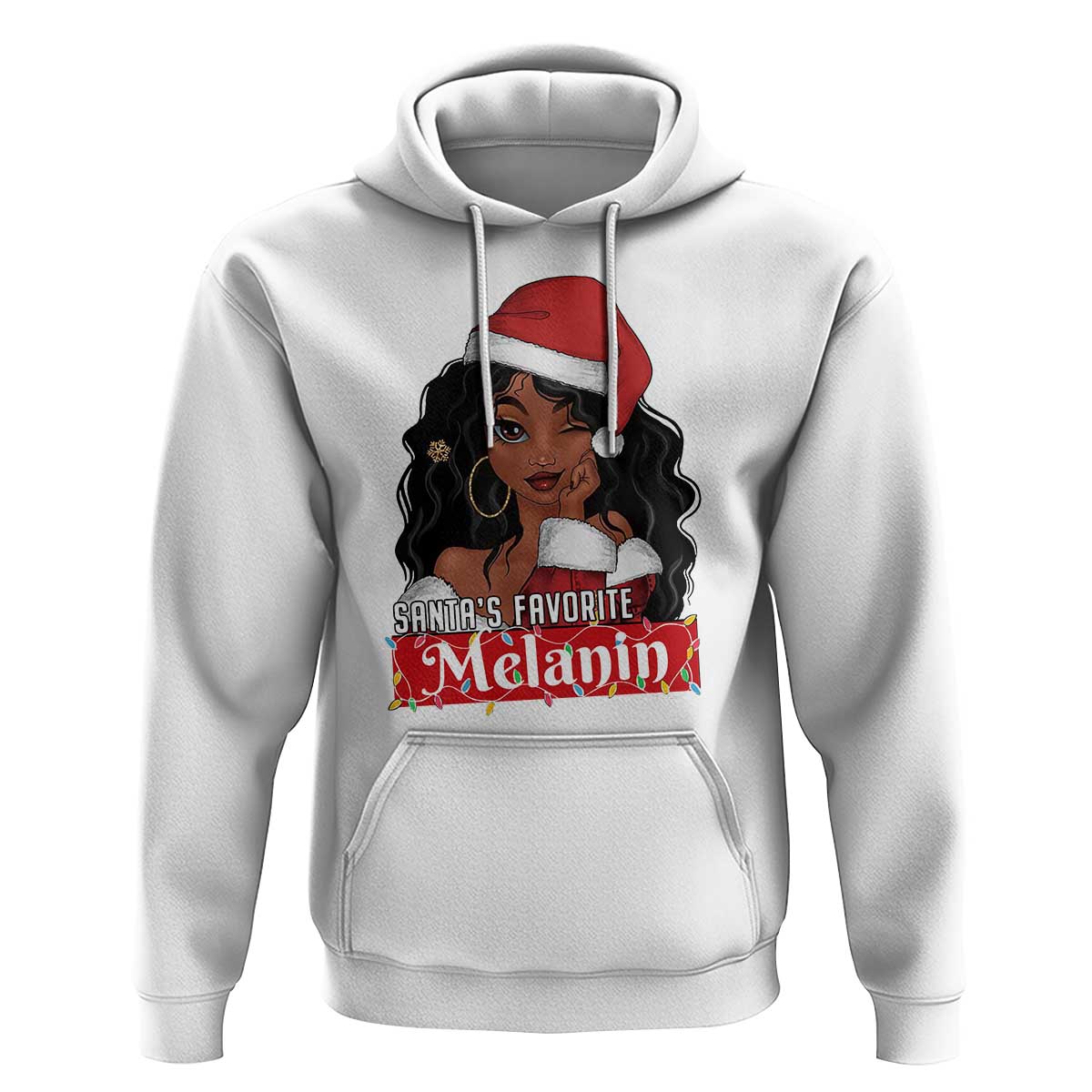 African American Christmas Hoodie Santa's Favorite Melanin Santa Girl