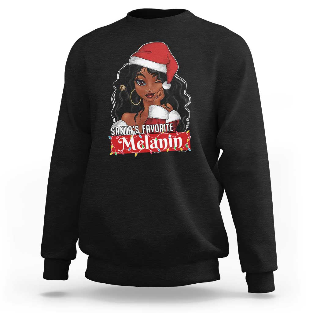 African American Christmas Sweatshirt Santa's Favorite Melanin Santa Girl - Wonder Print Shop