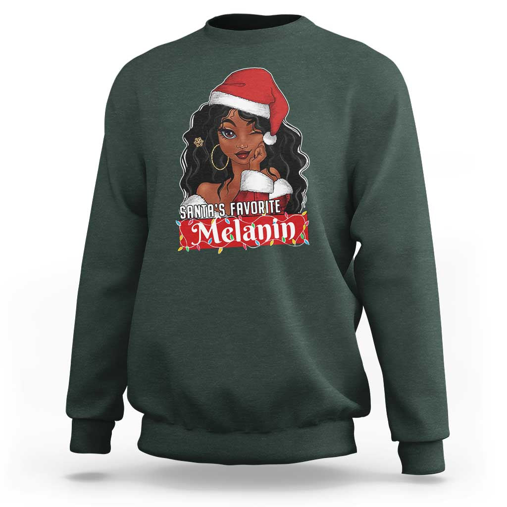 African American Christmas Sweatshirt Santa's Favorite Melanin Santa Girl - Wonder Print Shop