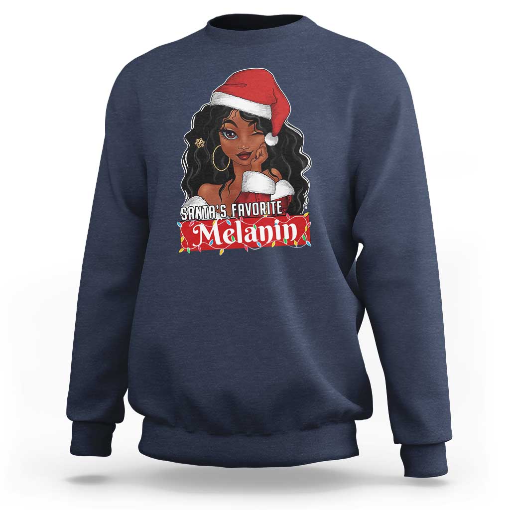 African American Christmas Sweatshirt Santa's Favorite Melanin Santa Girl - Wonder Print Shop