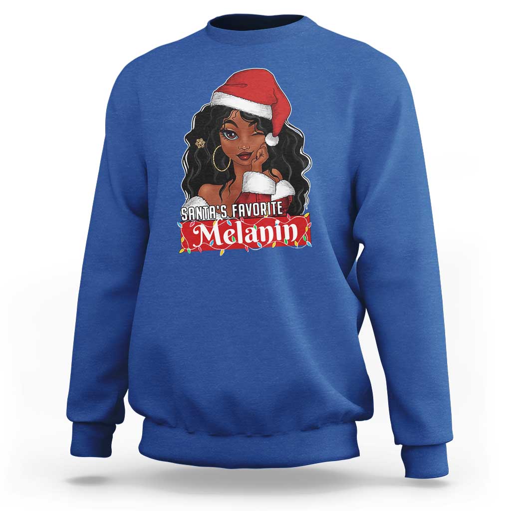 African American Christmas Sweatshirt Santa's Favorite Melanin Santa Girl - Wonder Print Shop