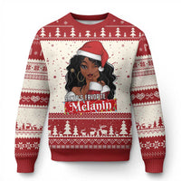 African American Xmas Ugly Christmas Sweater Santa's Favorite Melanin Santa Girl - Wonder Print Shop