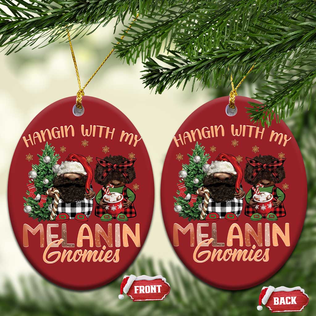 Funny African American Xmas Christmas Ornament Hangin With My Melanin Gnomies Afro Gnomes - Wonder Print Shop