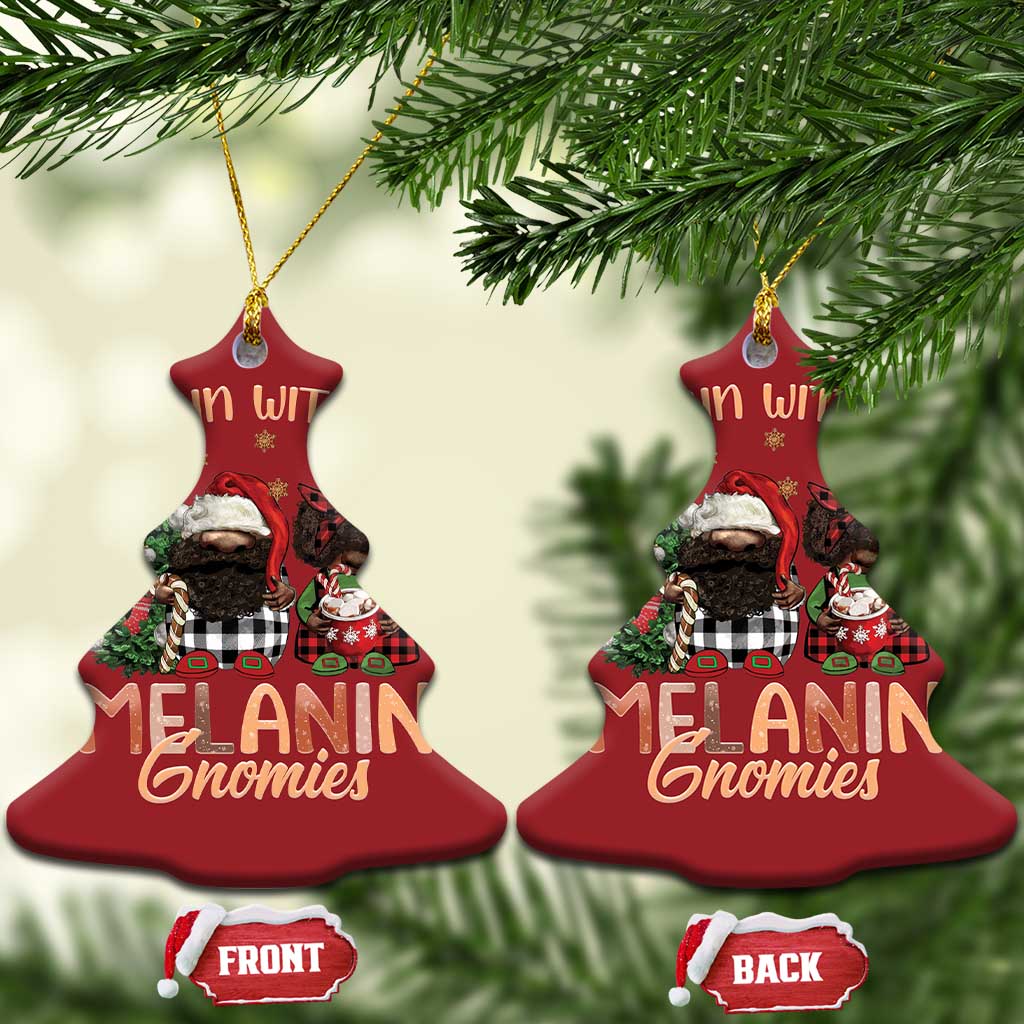 Funny African American Xmas Christmas Ornament Hangin With My Melanin Gnomies Afro Gnomes - Wonder Print Shop