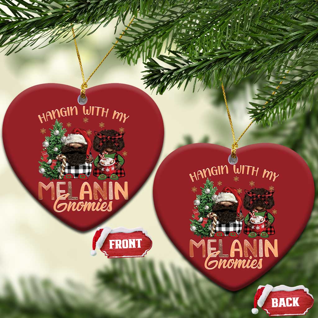 Funny African American Xmas Christmas Ornament Hangin With My Melanin Gnomies Afro Gnomes - Wonder Print Shop