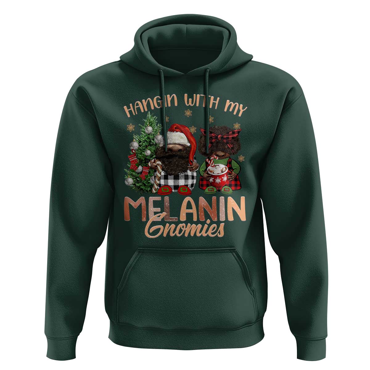 Funny African American Christmas Hoodie Hangin With My Melanin Gnomies Afro Gnomes