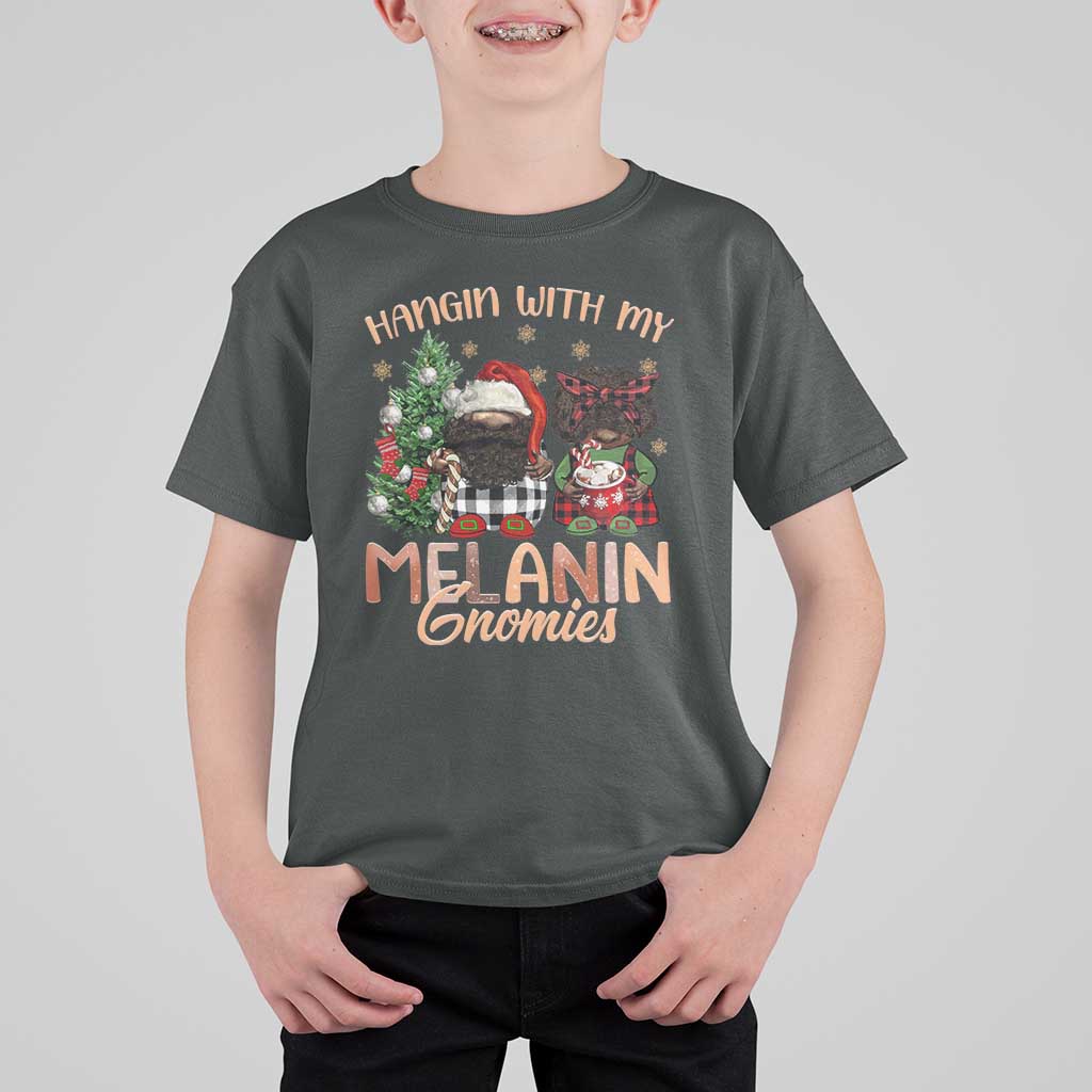 Funny African American Christmas T Shirt For Kid Hangin With My Melanin Gnomies Afro Gnomes - Wonder Print Shop