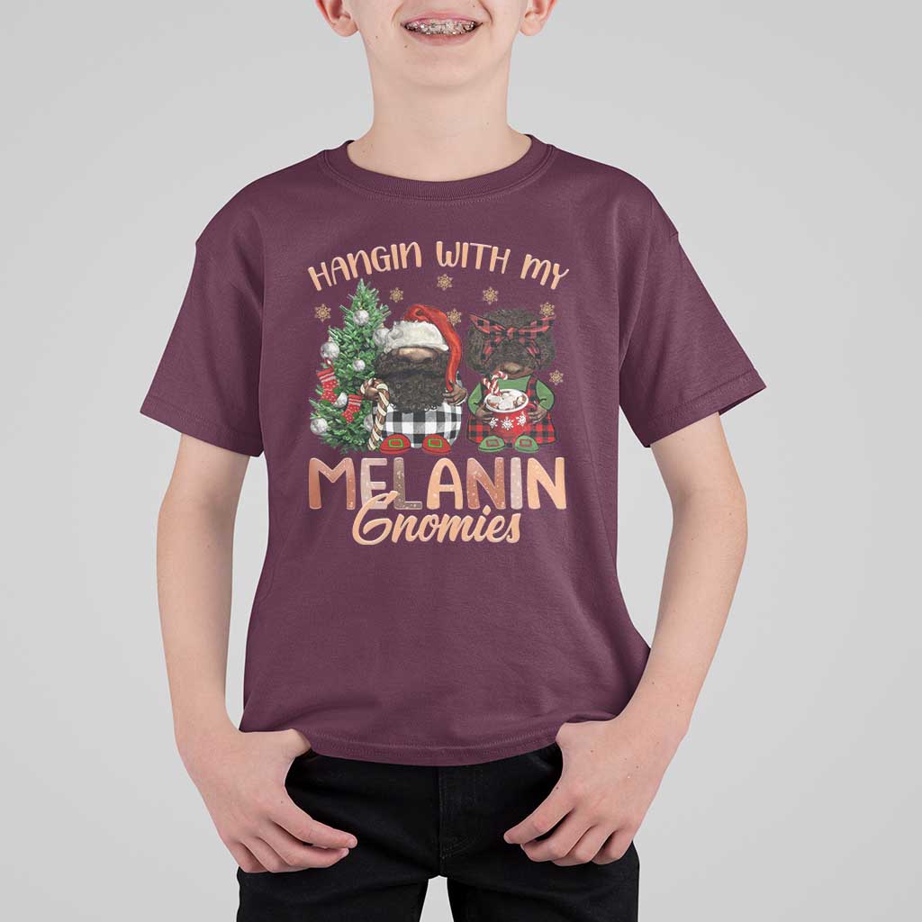 Funny African American Christmas T Shirt For Kid Hangin With My Melanin Gnomies Afro Gnomes - Wonder Print Shop