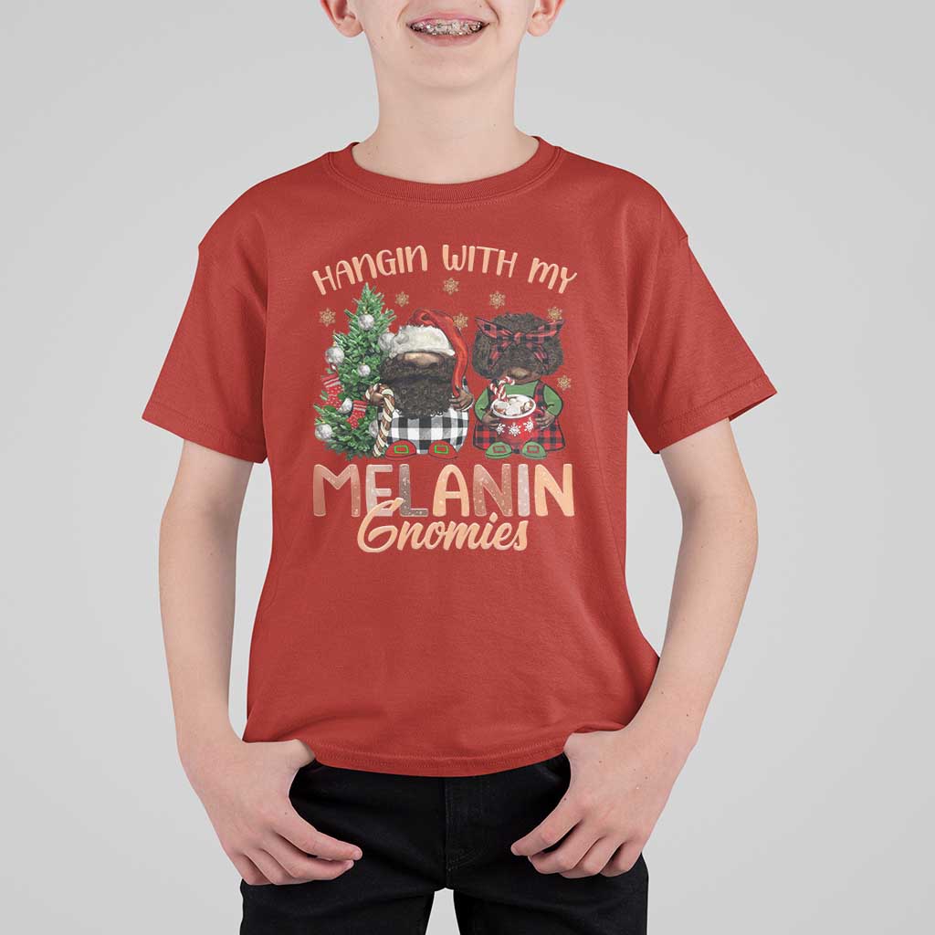 Funny African American Christmas T Shirt For Kid Hangin With My Melanin Gnomies Afro Gnomes - Wonder Print Shop