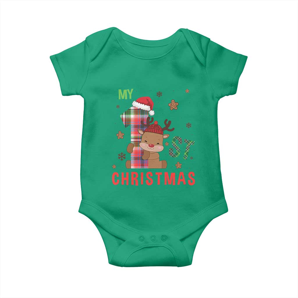 My First Christmas Cute Reindeer Santa Hat Baby Onesie
