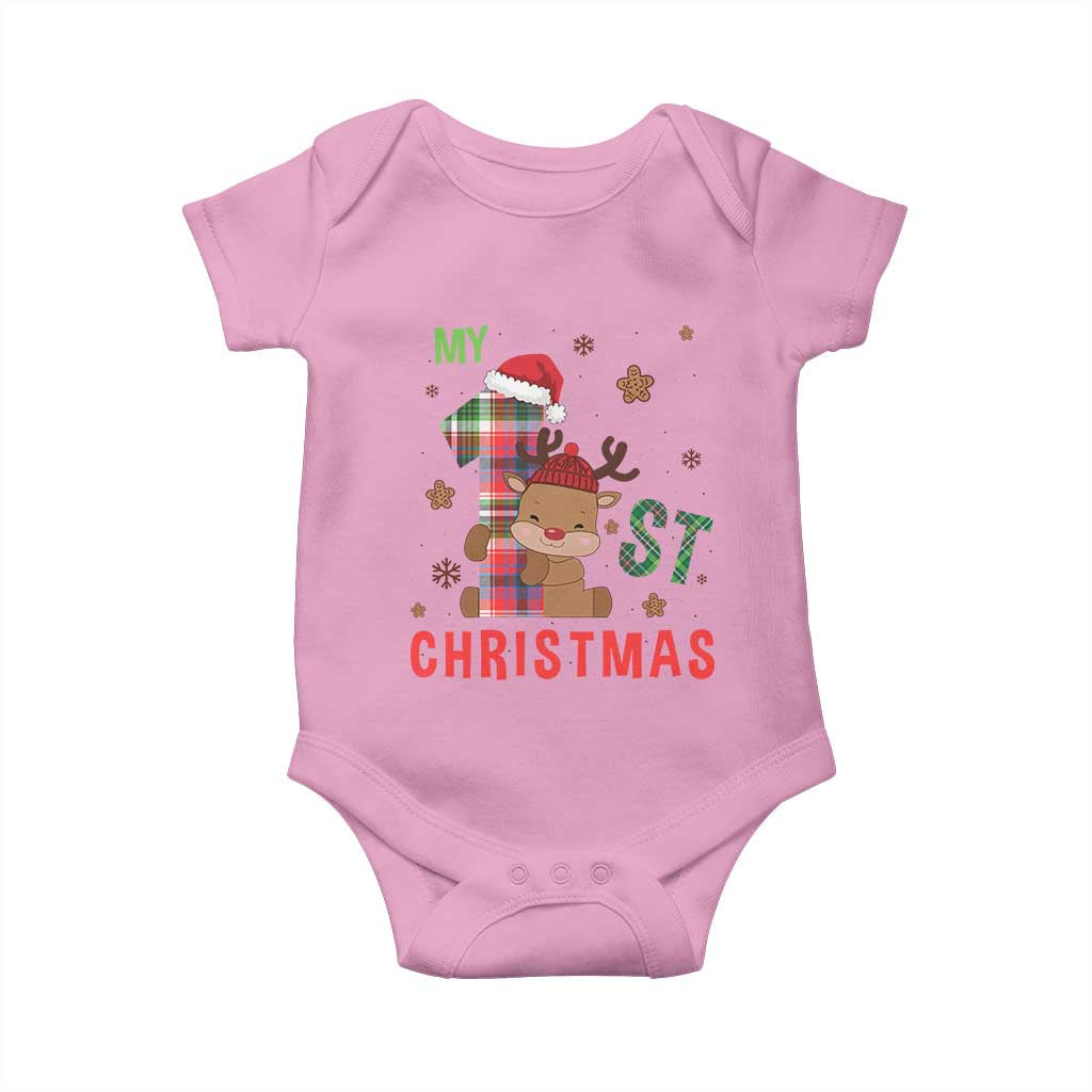 My First Christmas Cute Reindeer Santa Hat Baby Onesie