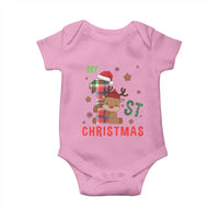 My First Christmas Cute Reindeer Santa Hat Baby Onesie