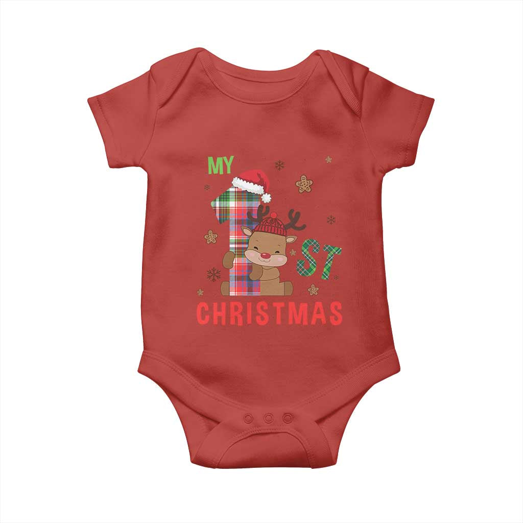My First Christmas Cute Reindeer Santa Hat Baby Onesie