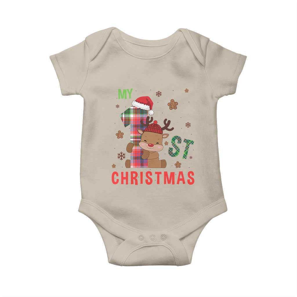 My First Christmas Cute Reindeer Santa Hat Baby Onesie