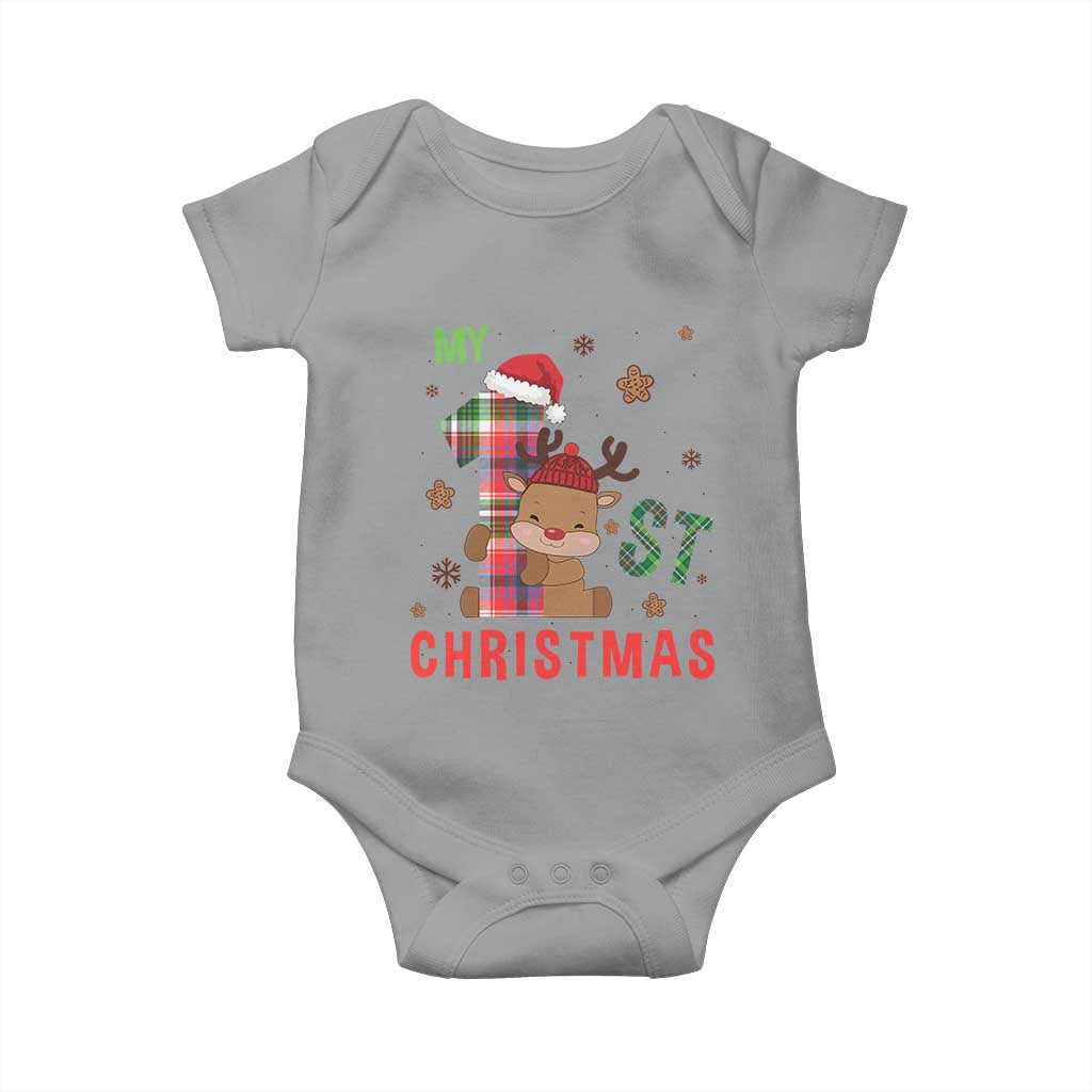 My First Christmas Cute Reindeer Santa Hat Baby Onesie