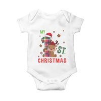 My First Christmas Cute Reindeer Santa Hat Baby Onesie